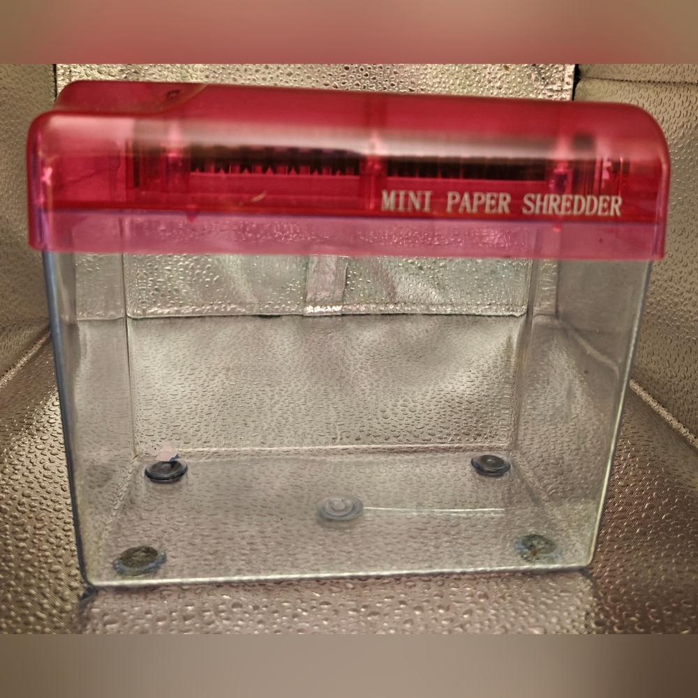 Mini Paper Shredder - Transparent Pink Top